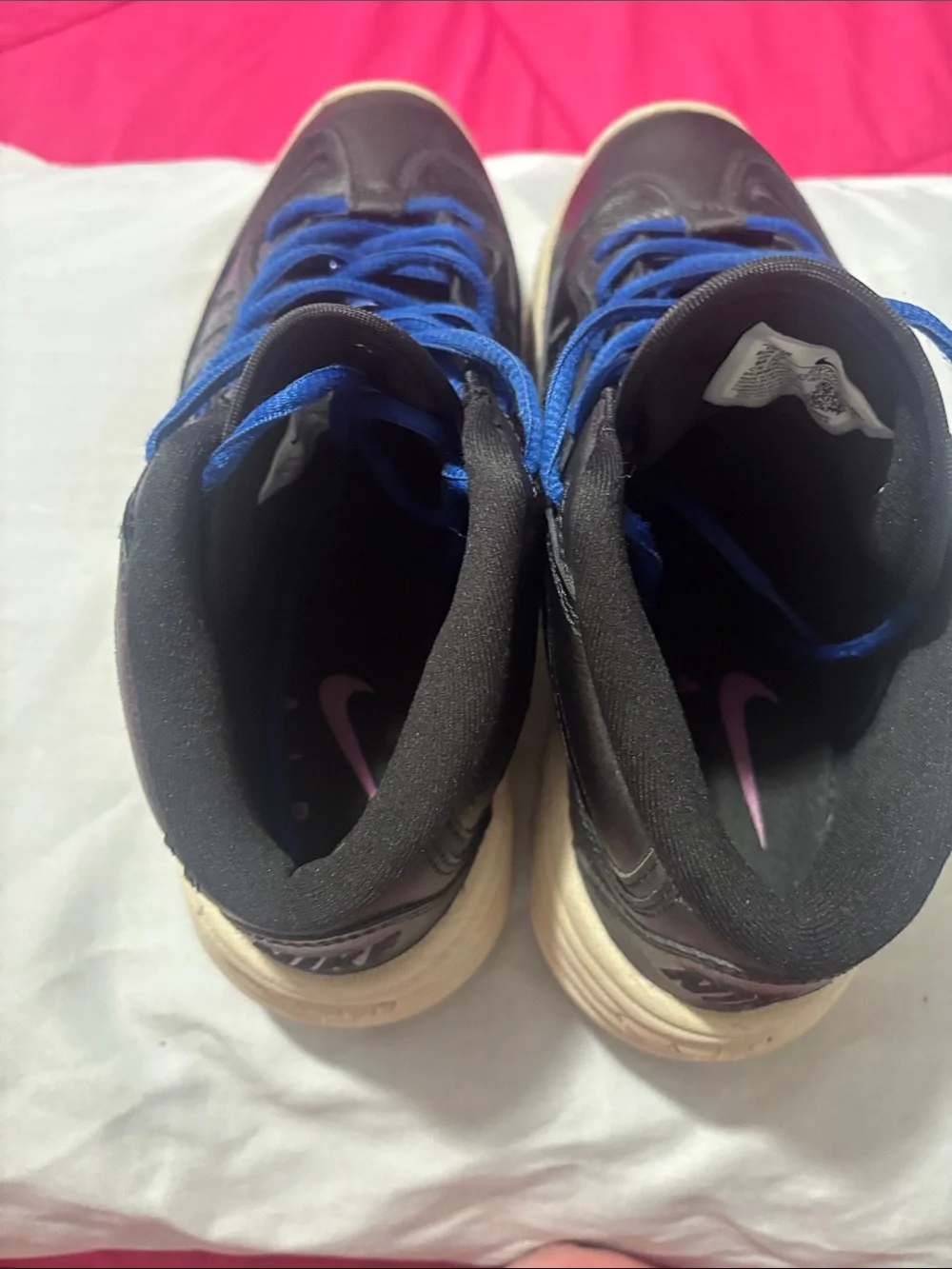 Nike Kids Black Sneakers with Blue Laces and Cream Soles